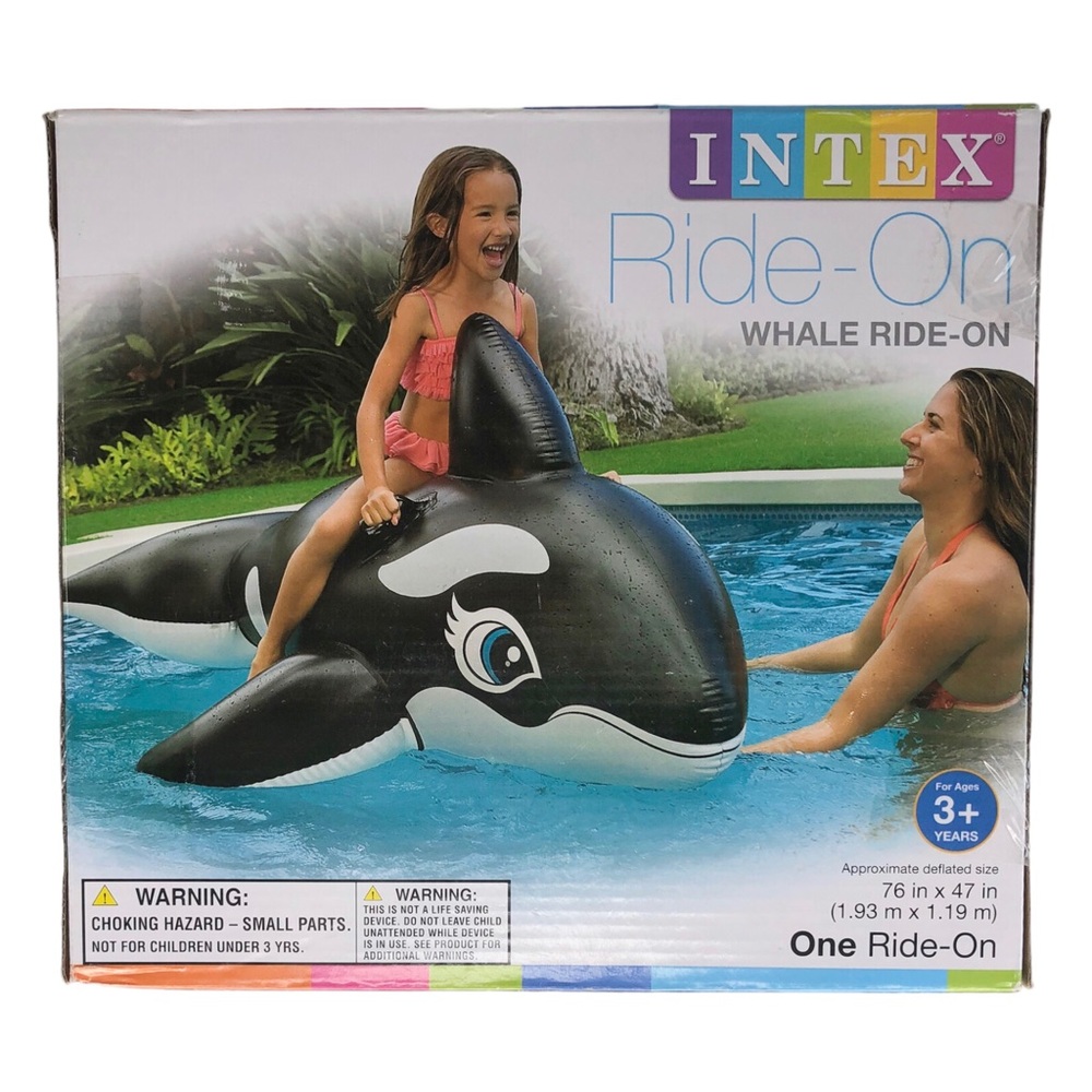 Intex Ride On Orca Killer Whale Inflatable Pool Toy 76"x47" XLARGE Float Raft - Picture 5 of 6